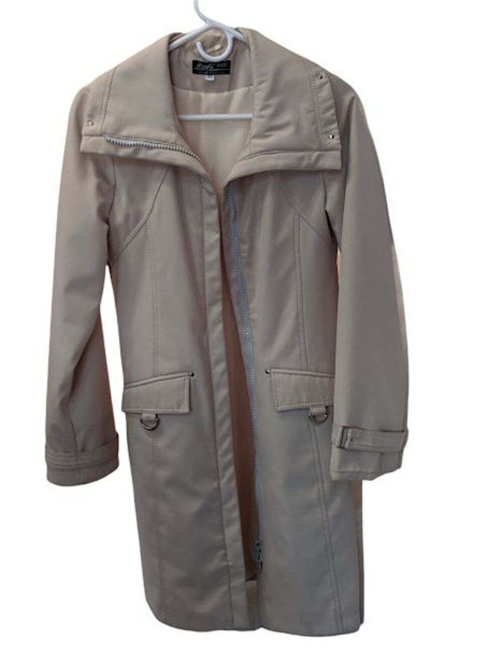 Hoops Silver Woman's Zipper Lined Mid-Length Cream Trench/Rain Coat - US 4